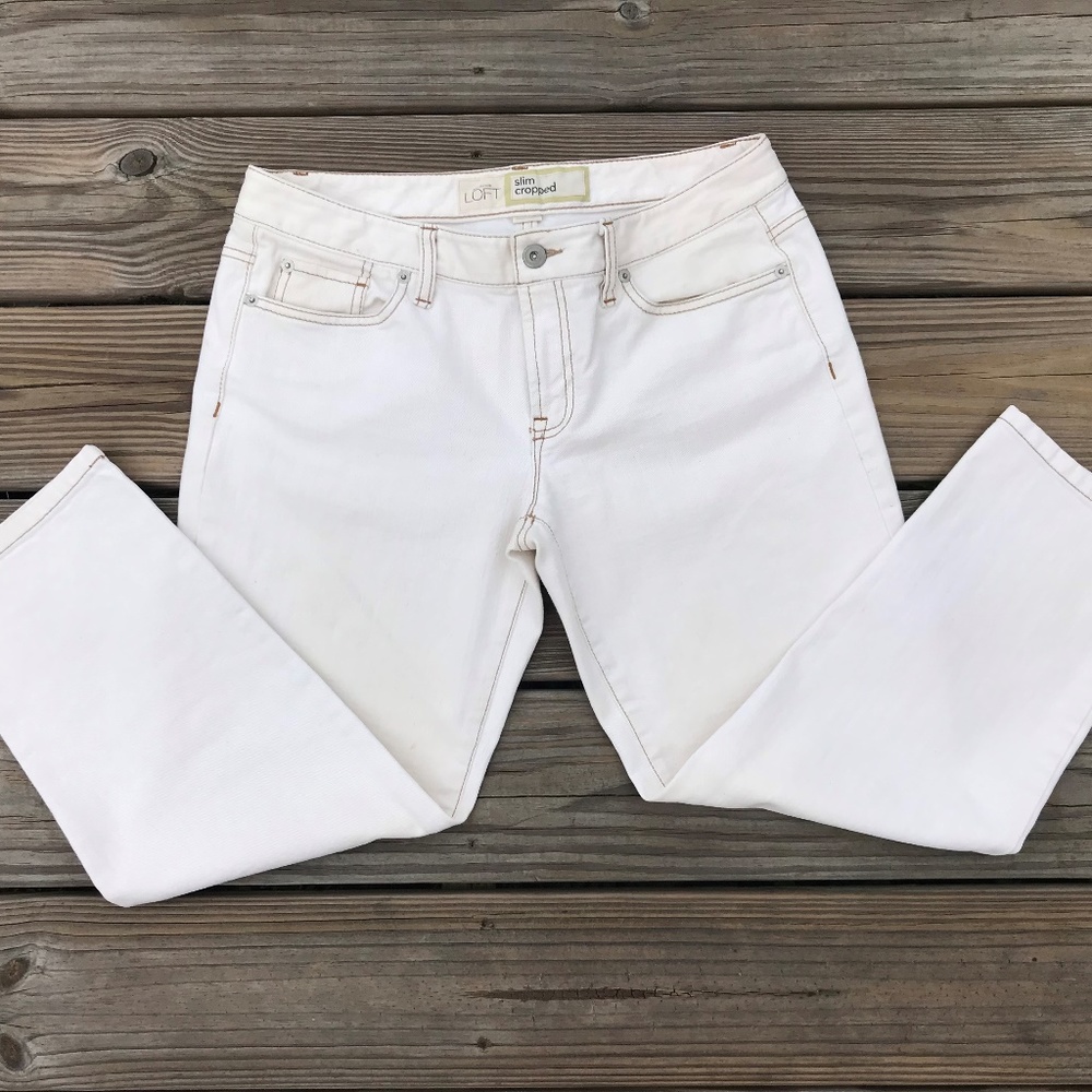 Ann Taylor Loft Women Jeans Slim Cropped Off White